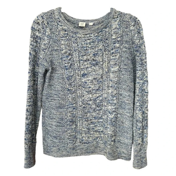 GAP Women's Light Blue & White Marl Cable Knit Crewneck Sweater Size Small - Picture 1 of 9
